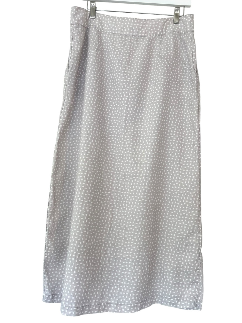 Rachel Zoe 100% Linen Polka Dot Midi Skirt Button Front Cottagecore Costal 12 - Picture 4 of 7